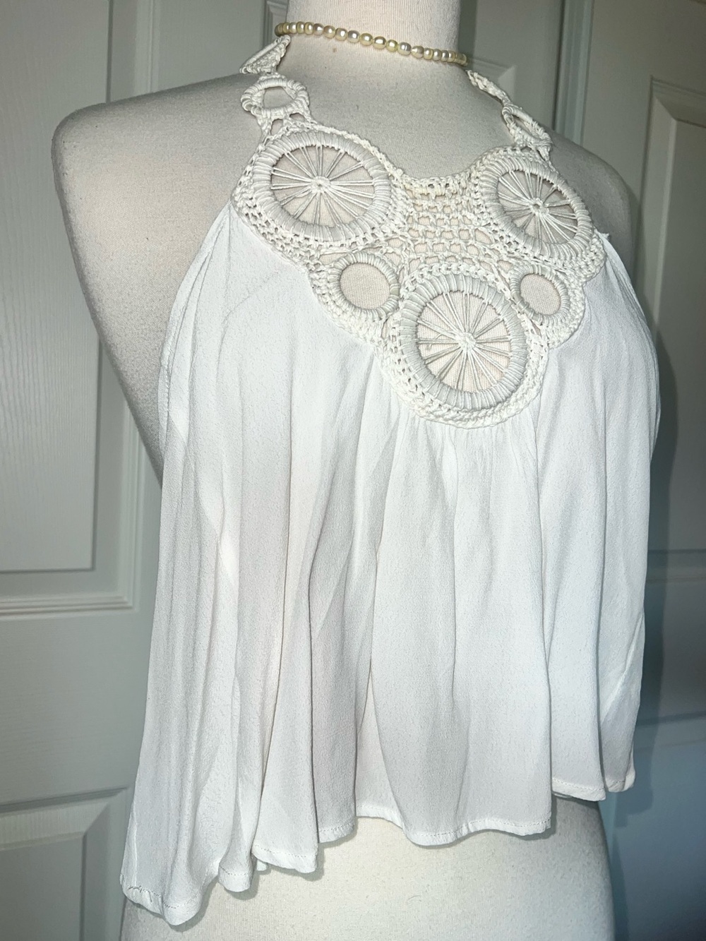 Lulu's White Crochet Halter Camisole